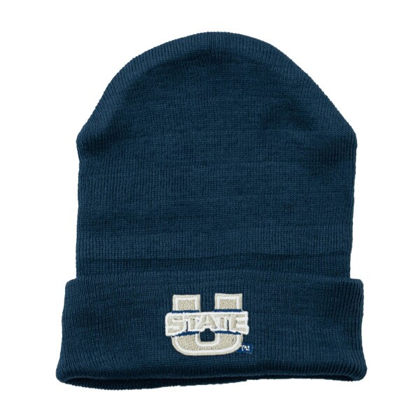 utah state ribbed beanie cap navy
